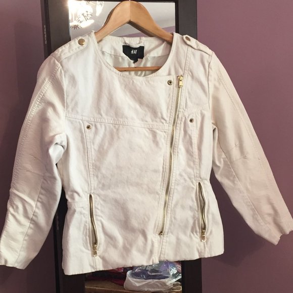 H&M White Bomber Jacket with Gold Accents - Picture 1 of 3